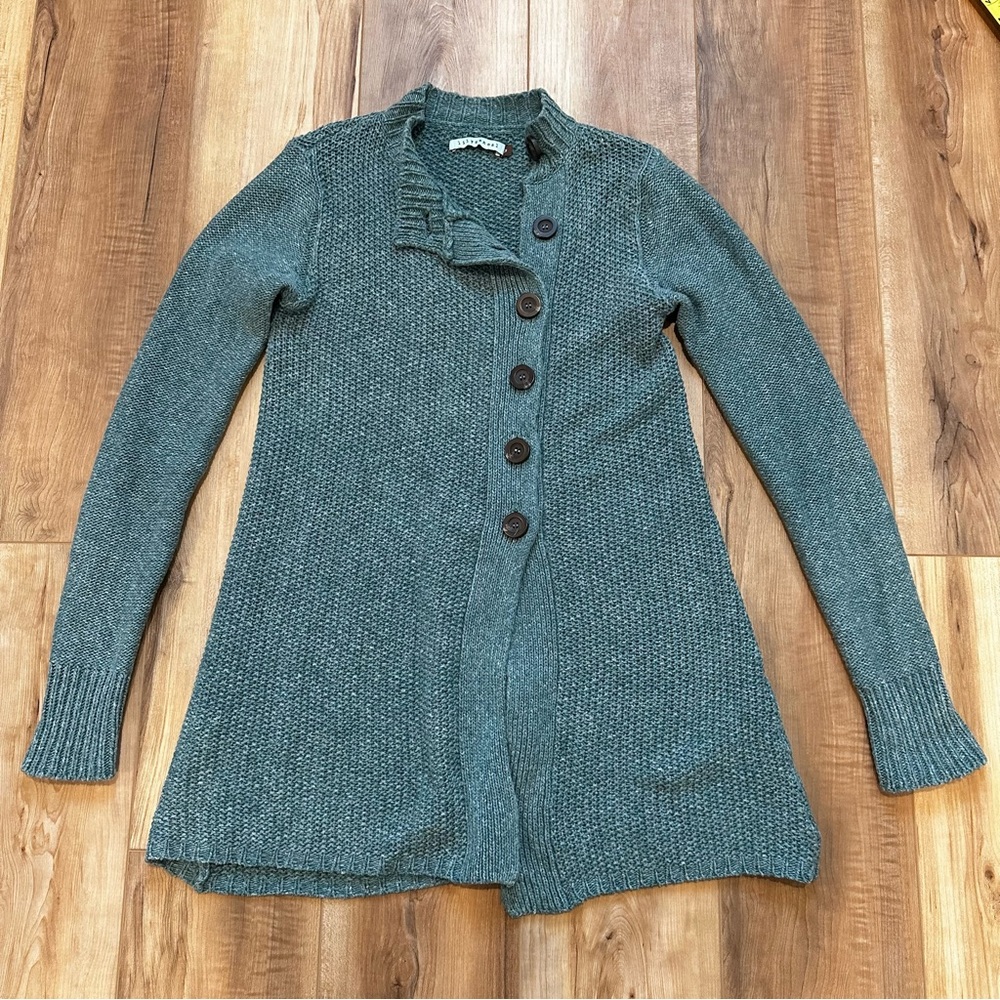 Lily McNeal Teal Blue Button Long sleeve Cardigan Sweater Y2K Jessica Simpson S